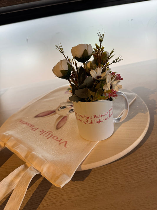 Pasen Canvas Tas met Mok