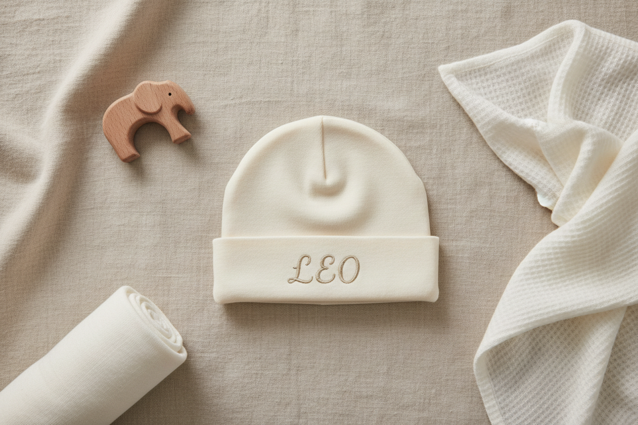 Baby mutsje flat lay