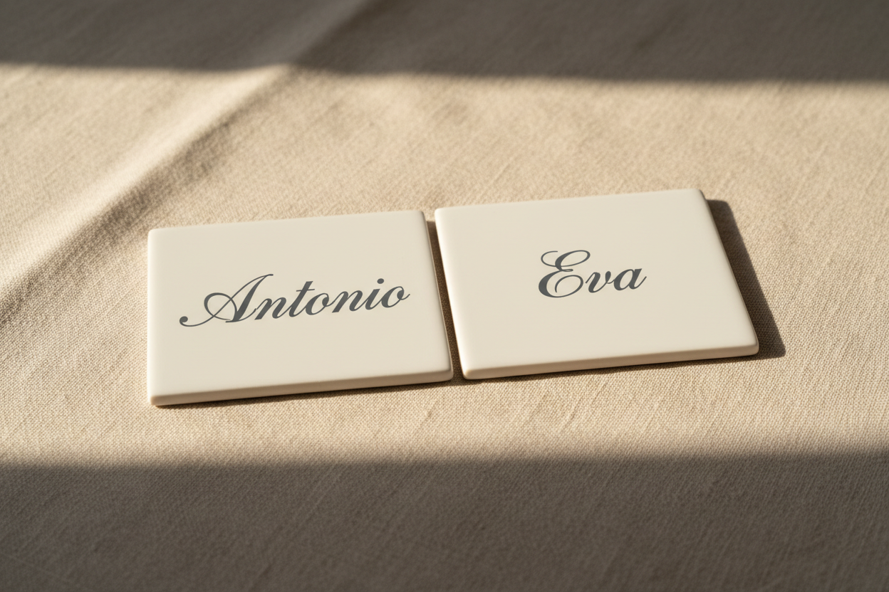 Beide tegeltjes Antonio en Eva samen