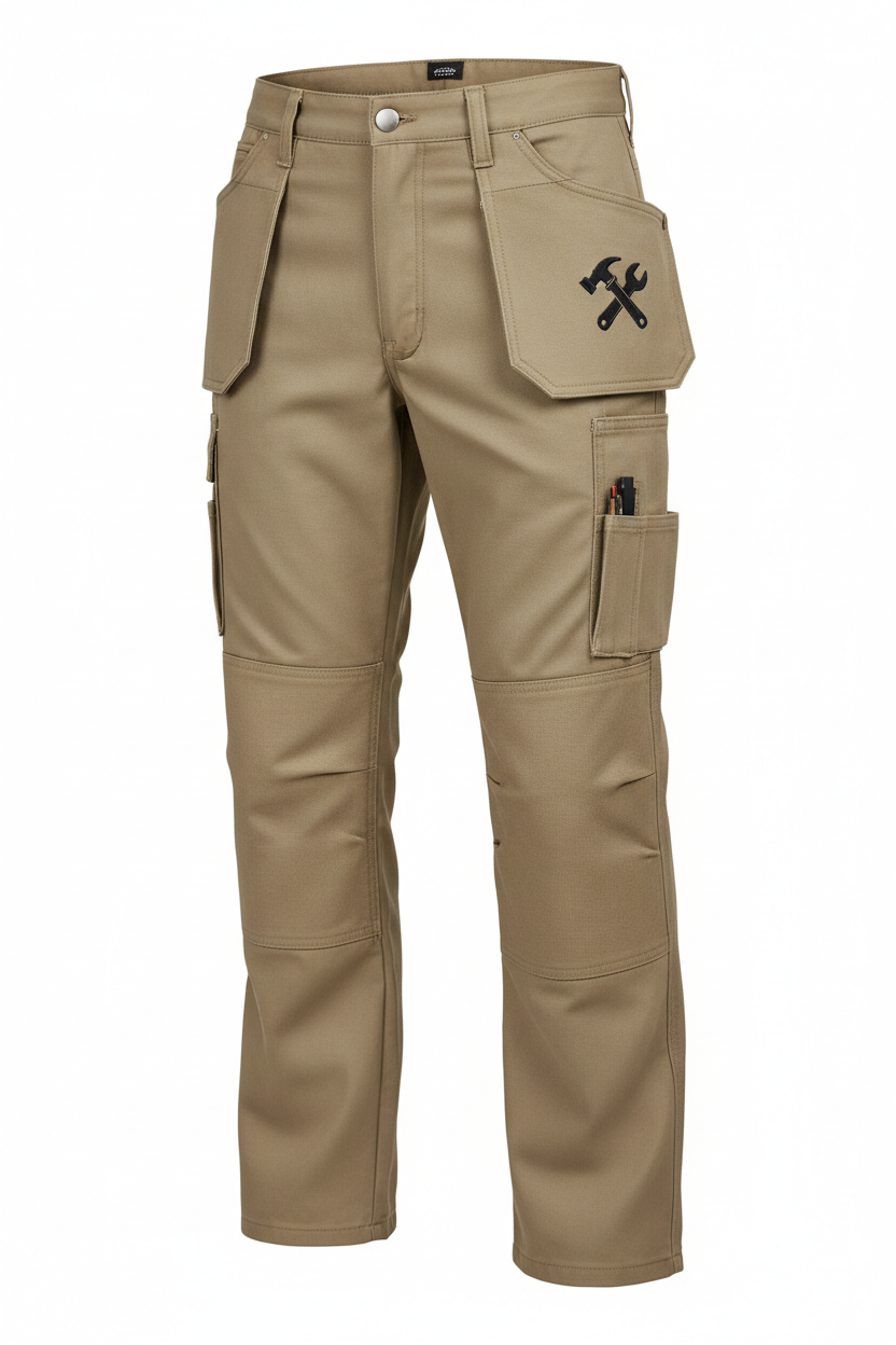 Beige Timmermansbroek - Logo Rechts