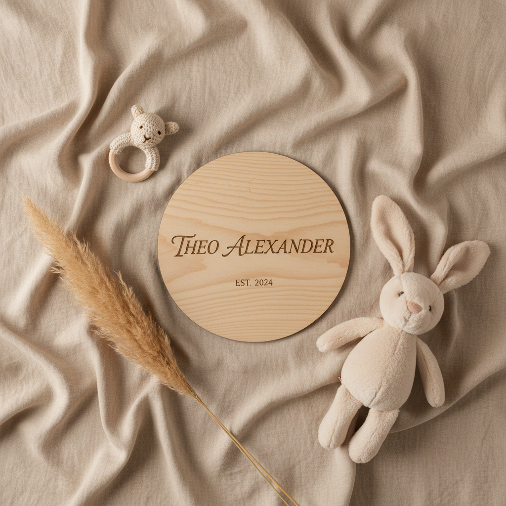 Houten bordje flat lay