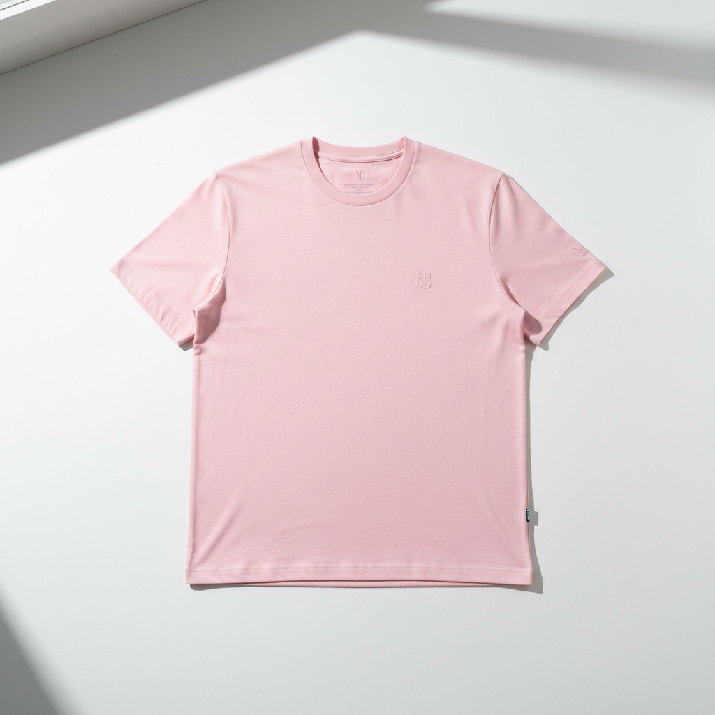 Roze t-shirt met logo voorkant en zijkant