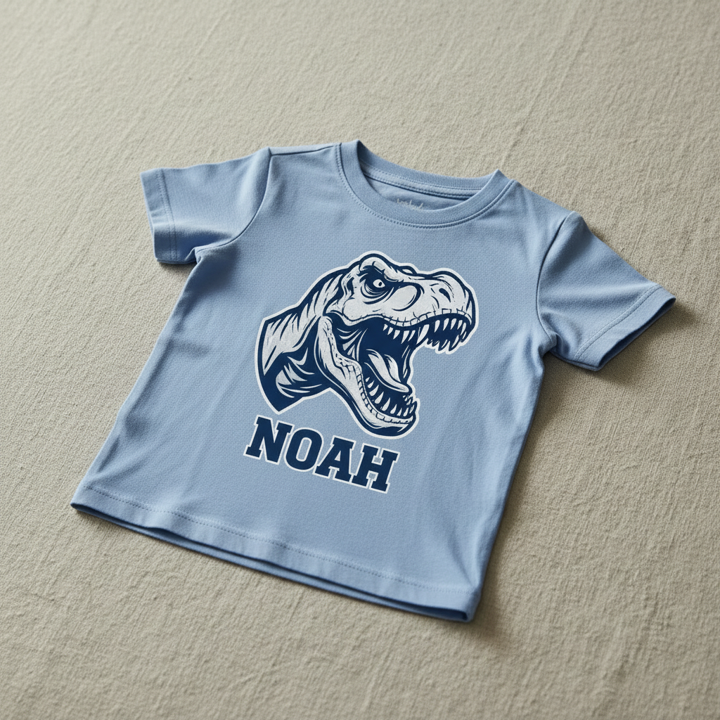 Lichtblauw jongensshirt stoer met naam