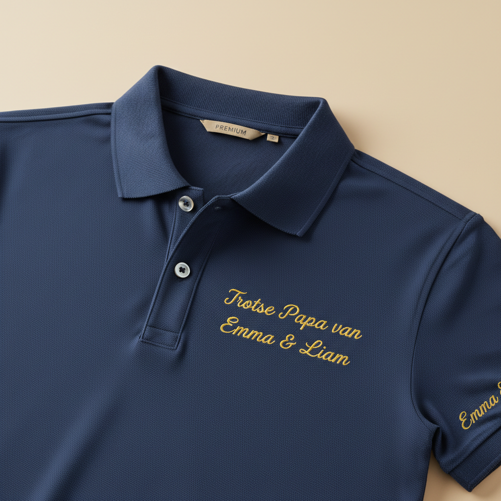 Navy polo - goud met mouw