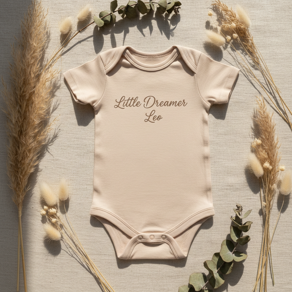 Pastel beige romper met personalisatie